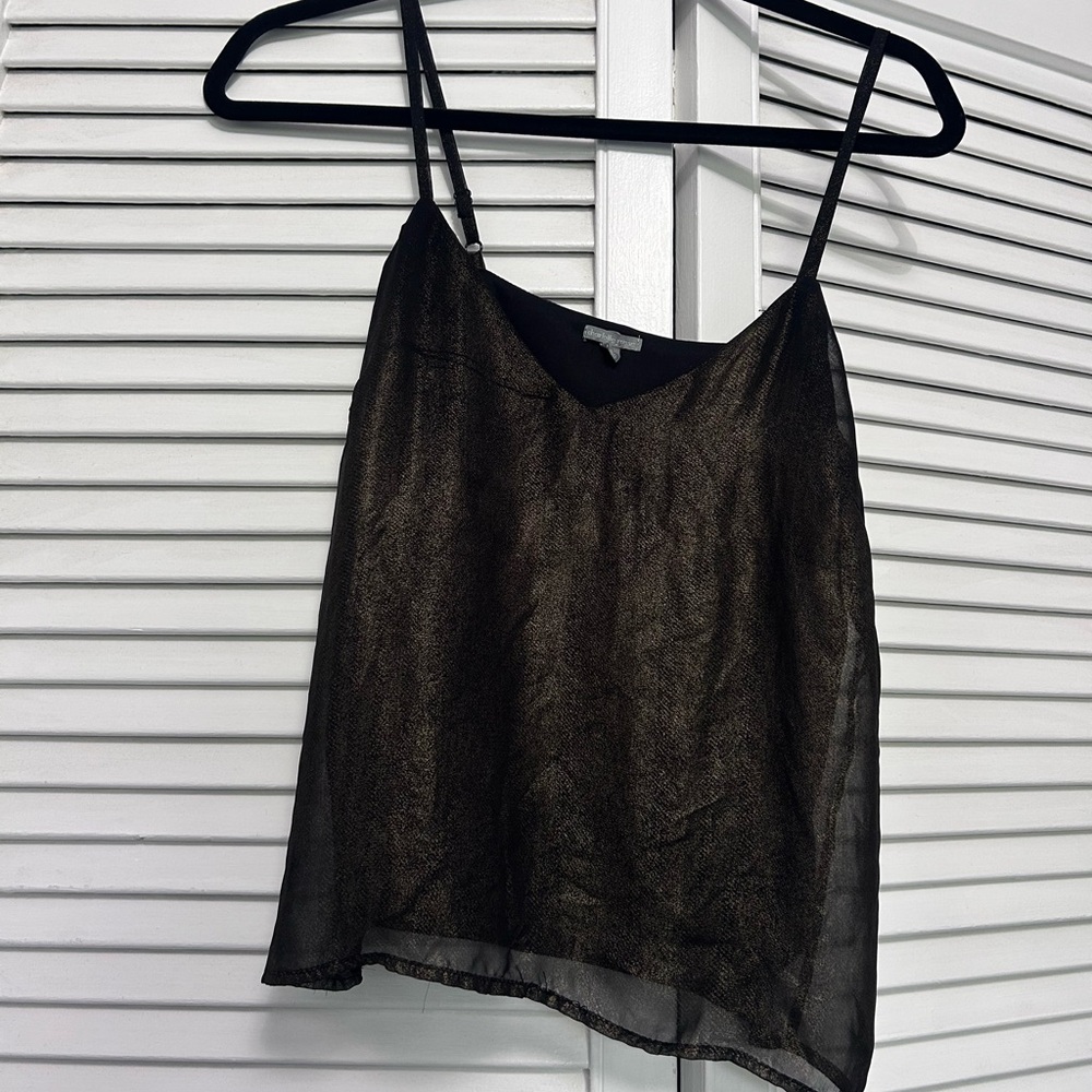 Charlotte Russe Black and Gold Metallic Sheer Cami